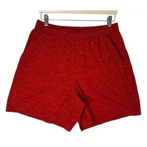 Mens Lululemon Pace Breaker Short Linerless Heather Allover Solar Orange Magma L